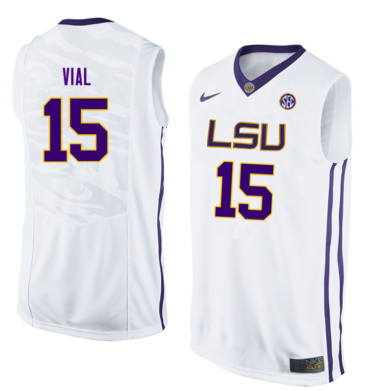 Men LSU Tigers #15 Reed Vial College Basketball Jerseys-White - Click Image to Close